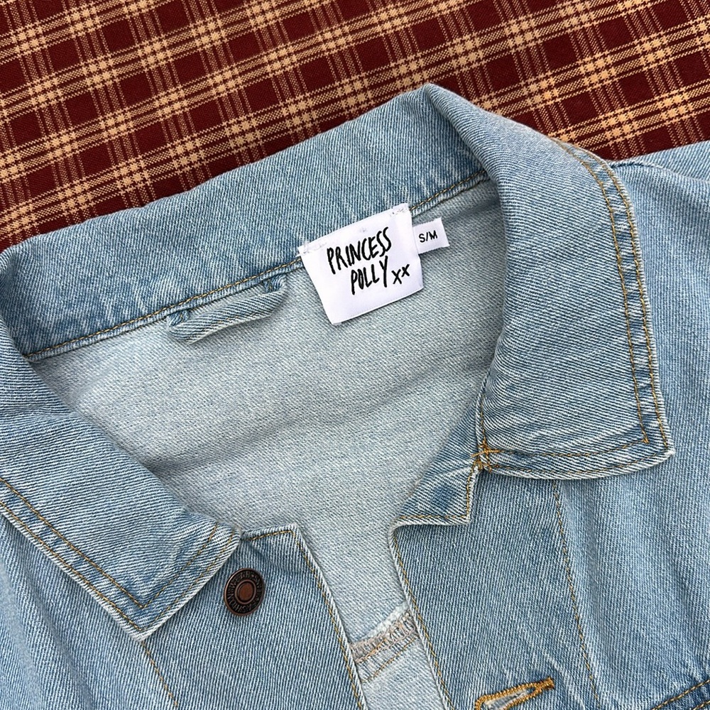Princess Polly Blue Jean Plaid Jacket - Picture 5 of 6